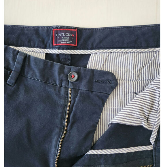 UNTUCKIT Classic Relaxed Fit Navy Blue W34 L30 Pants - Picture 7 of 11